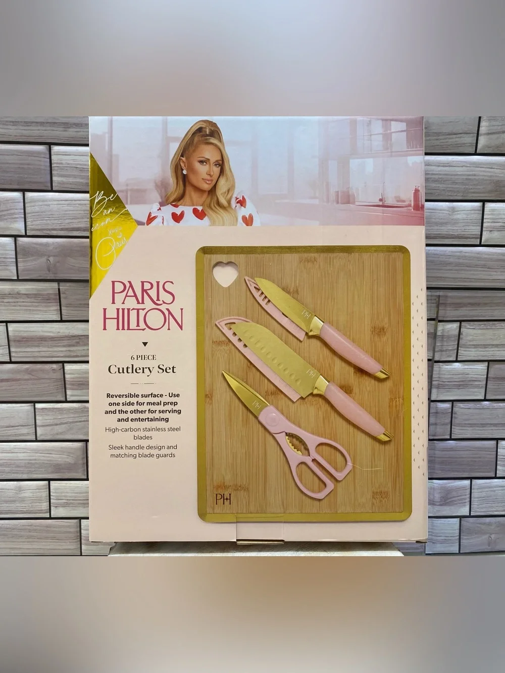 Paris Hilton ❤️ 6Pc Cutlery Set  Cutlery Set & Bamboo Cutting Board New
